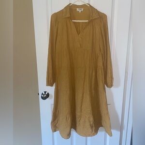 Umgee Mustard Yellow Long Sleeve Gauzy Dress - Small